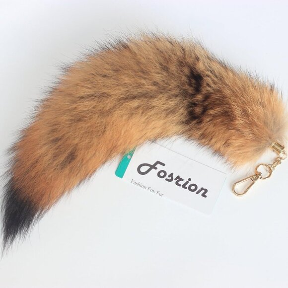 🆕Women Brown Fluffy Real Fox Tail Fur Keychain Pendant Cosplay Stylish Handbag - Picture 8 of 9